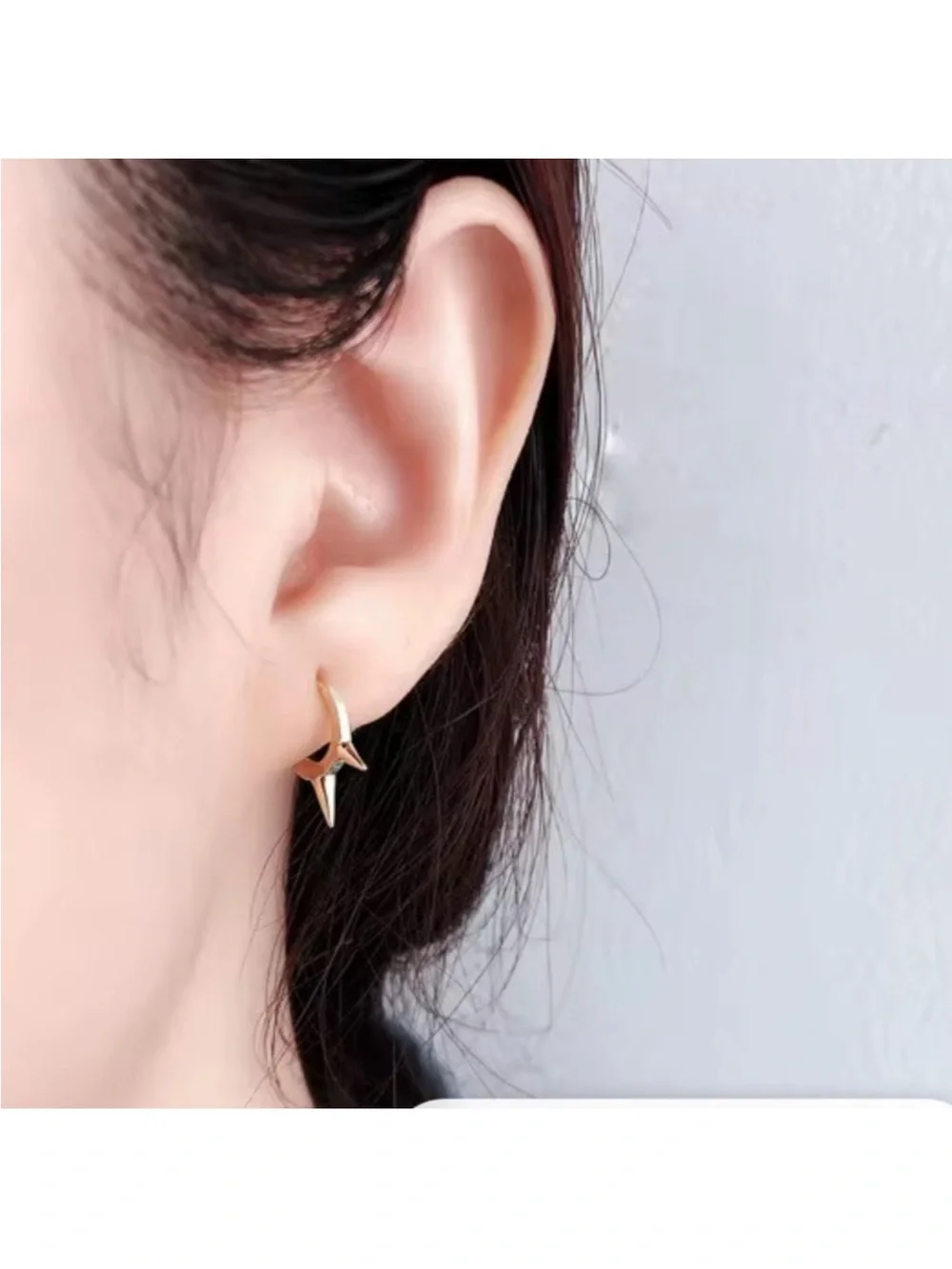 18K Gold Plated Silver Spike Hoop Earrings new